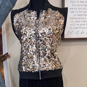 Taylor Swift Sparkle! Sleeveless sequin gold/silver jacket & hip hop legging